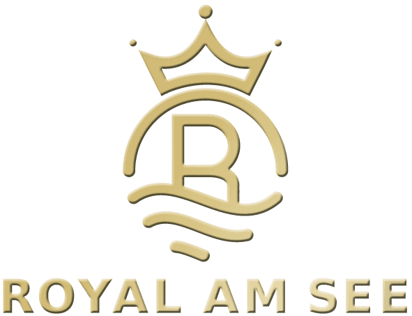 Das königliche Am-See-Logo auf beigem Hintergrund.